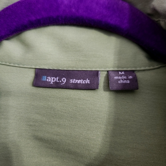 Apt. 9 medium button up 3 quarter sleeve green collared shirt - Picture 4 of 4